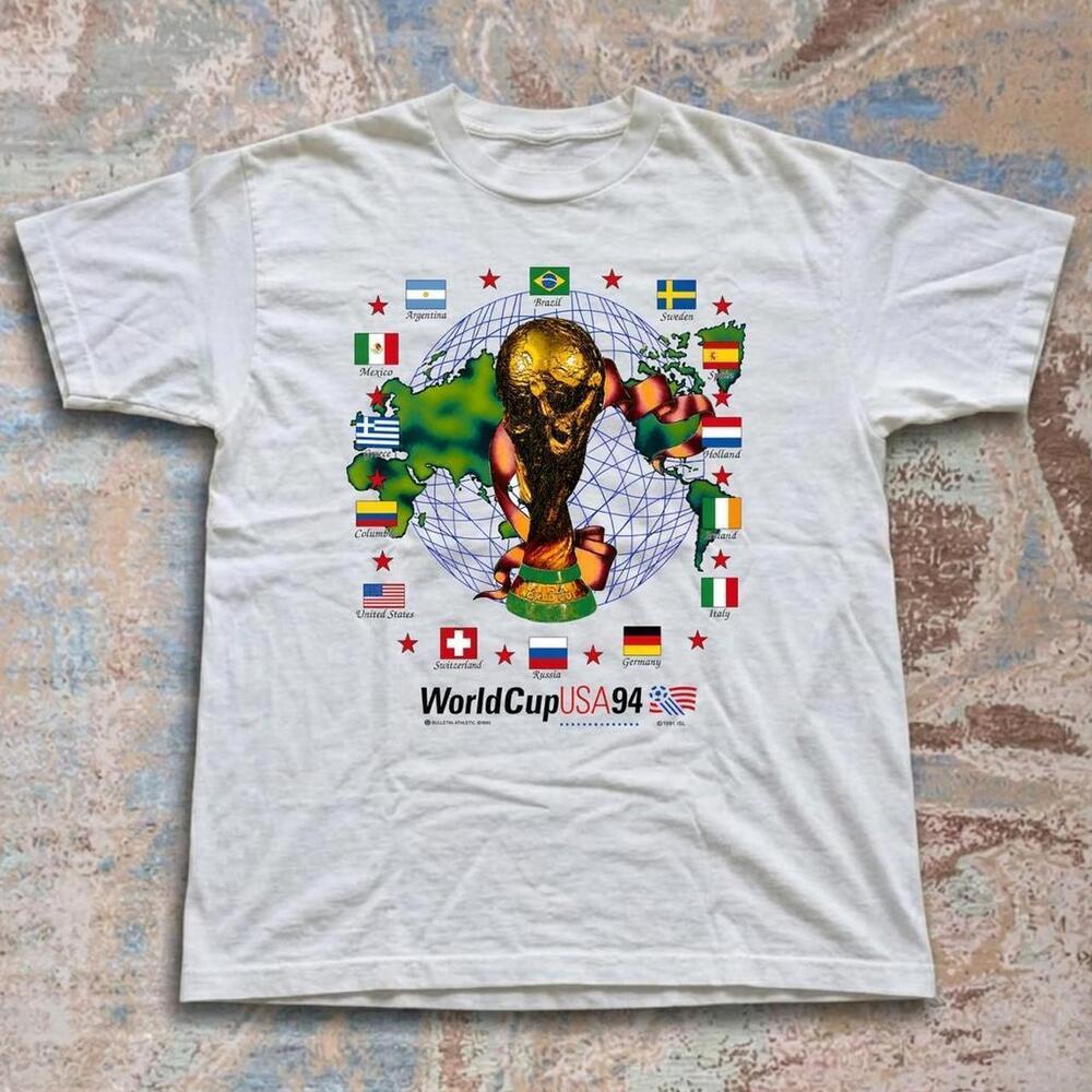 1994 World Cup Usa White Cotton T-Shirt By Flags